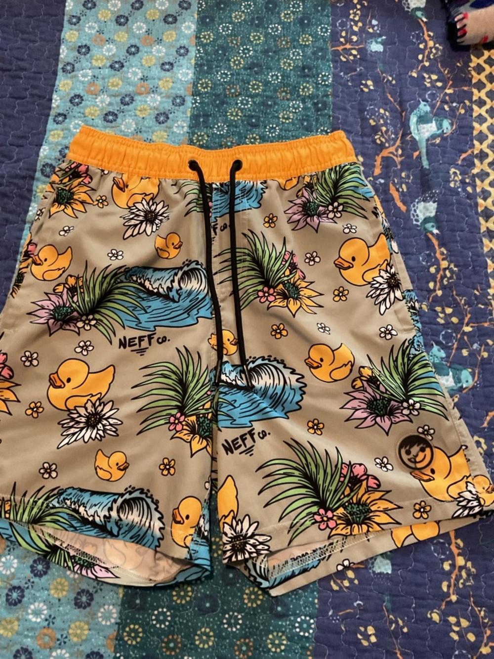 Neff Rubber Duck Graphic Swim Shorts Trunks Small